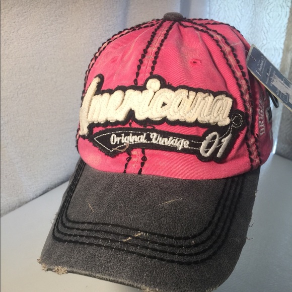 Pink "Americana" Caps w/ Black Stitching - Picture 5 of 12